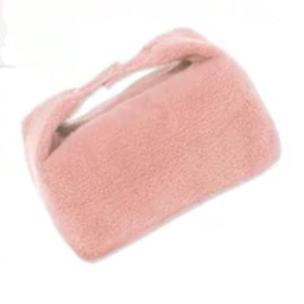 Plushy pink makeup bag